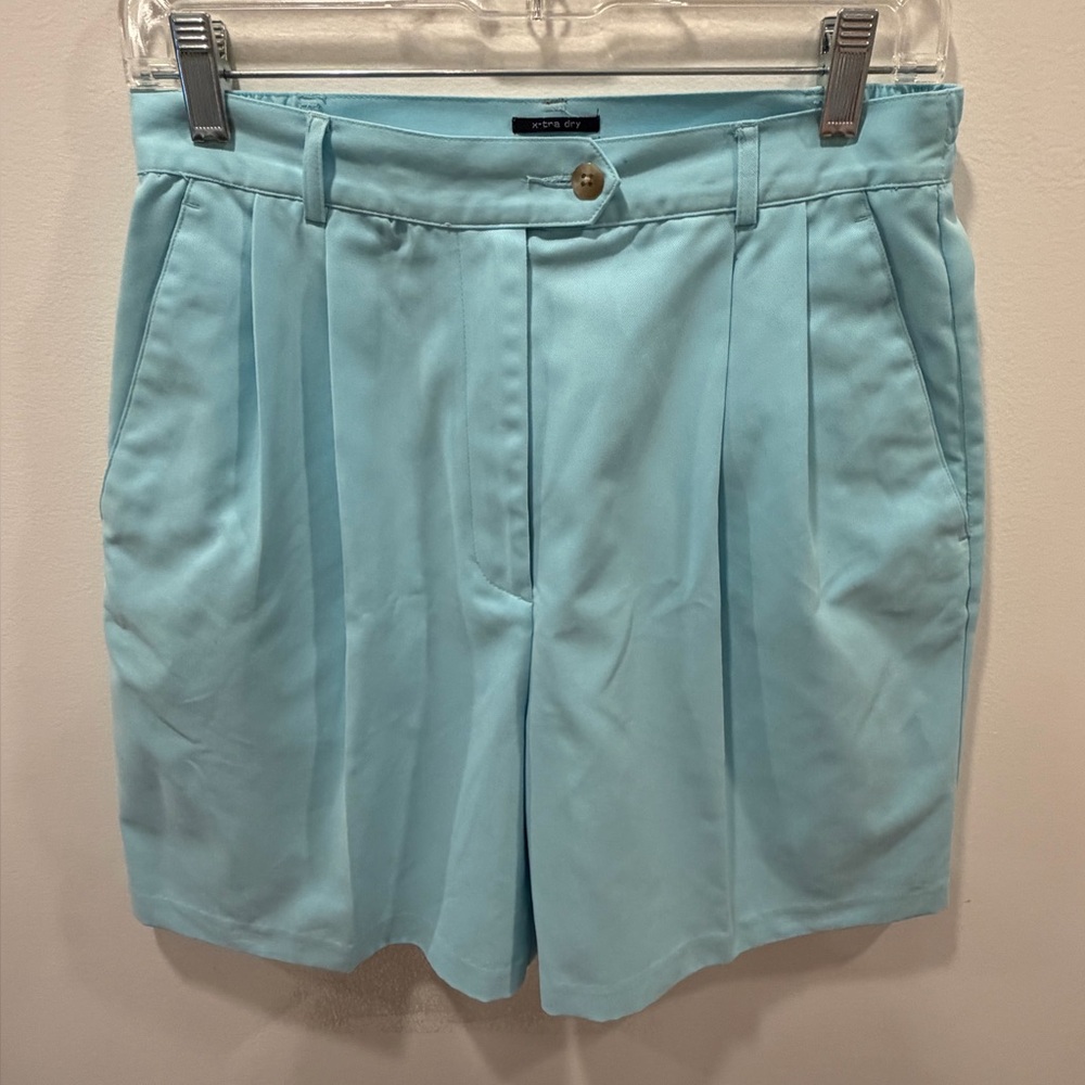 ✅ Vintage Izod 8 pleated Sky Blue X-Tra dry mom golf Shorts culottes bermudas - Picture 2 of 7